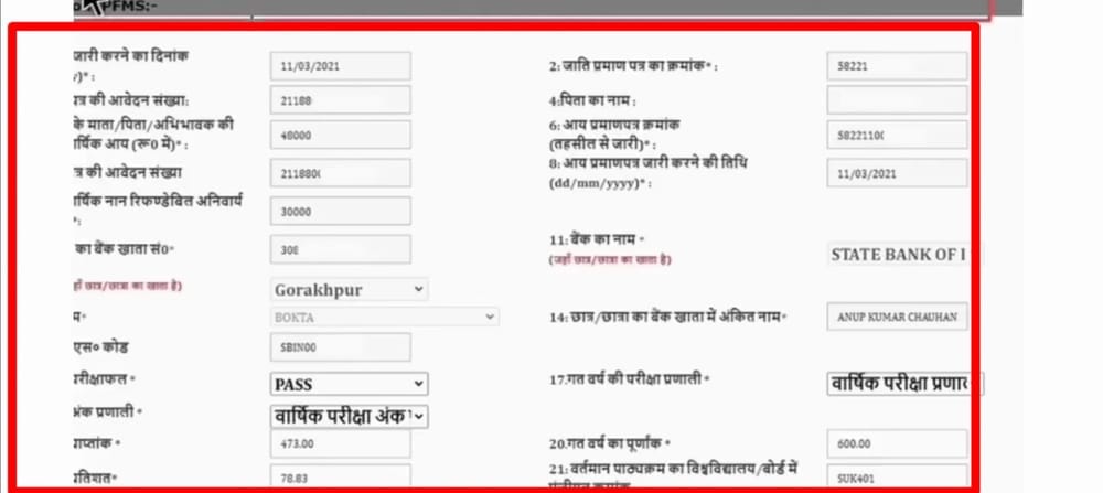 UP Scholarship Correction Form 2